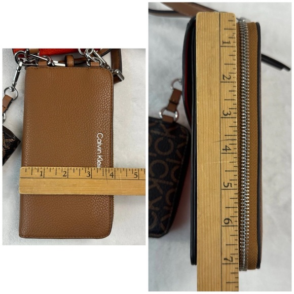 Calvin Klein Women's Bella Multi Crossbody Purse Wallet Coin Pouch Red Brown - Picture 15 of 16
